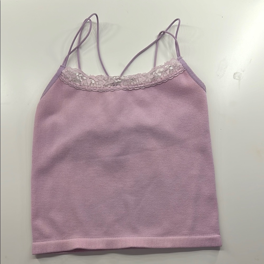 Lavender Lace Trim Cami Top